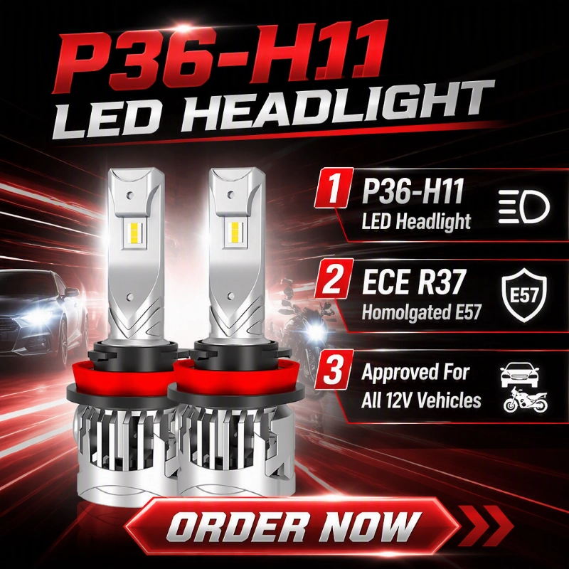 Luxfighter ECE R37 сертификатталған P36 H11 жарықдиодты фара шамын шығарды